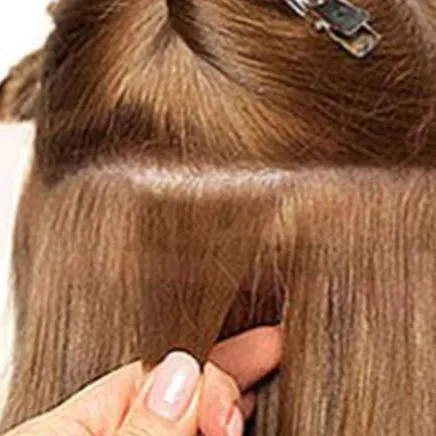 Separated with a part of your hair horizontally just above your ears